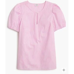 J. Crew Pink and White Puff Sleeve Top